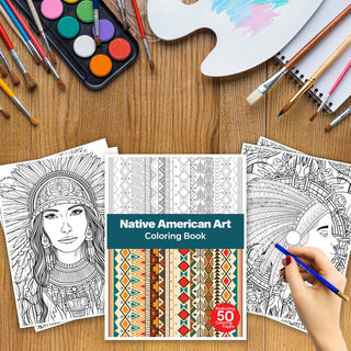 50 Native American Art Printable Coloring Pages For Kids & Adults (INSTANT DOWNLOAD)