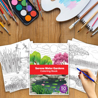 50 Serene Water Garden Printable Coloring Pages For Kids & Adults (INSTANT DOWNLOAD)