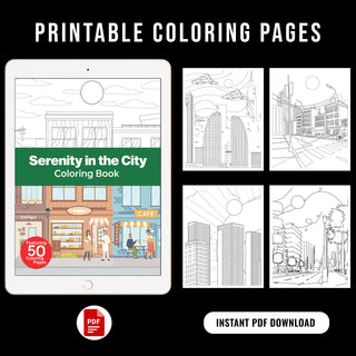 50 Serene Cityscape Printable Coloring Pages For Kids & Adults (INSTANT DOWNLOAD)