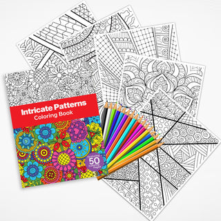 50 Intricate Design Printable Coloring Pages For Kids & Adults (INSTANT DOWNLOAD)