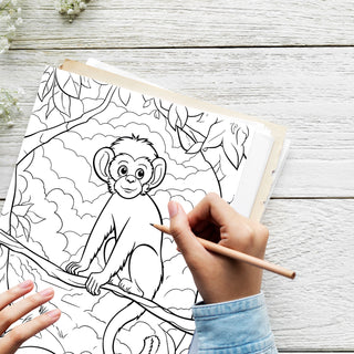 50 Mischievous Monkey Printable Coloring Pages For Kids & Adults (INSTANT DOWNLOAD)