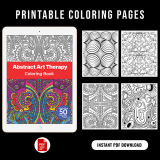 50 Abstract Art Therapy Printable Coloring Pages For Kids & Adults (INSTANT DOWNLOAD)