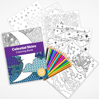 50 Celestial Skies Printable Coloring Pages For Kids & Adults (INSTANT DOWNLOAD)