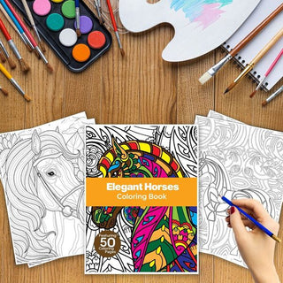 50 Elegant Horse Printable Coloring Pages For Kids & Adults (INSTANT DOWNLOAD)