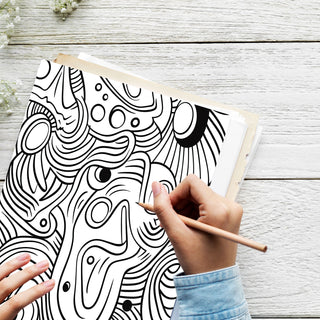 50 Abstract Art Therapy Printable Coloring Pages For Kids & Adults (INSTANT DOWNLOAD)