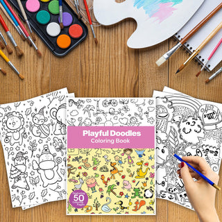 50 Playful Doodle Printable Coloring Pages For Kids & Adults (INSTANT DOWNLOAD)