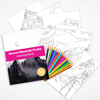 50 Serene Mountain Peak Printable Coloring Pages For Kids & Adults (INSTANT DOWNLOAD)