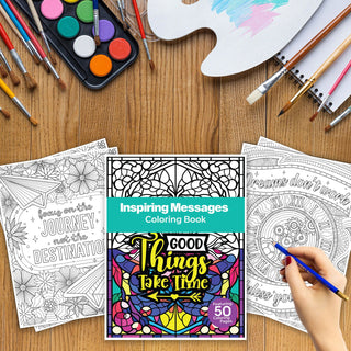 50 Inspiring Message Printable Coloring Pages For Kids & Adults (INSTANT DOWNLOAD)