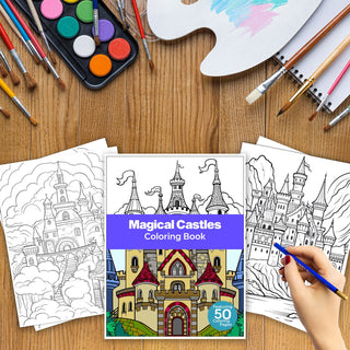 50 Magical Castle Printable Coloring Pages For Kids & Adults (INSTANT DOWNLOAD)