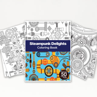 50 Delightful Steampunk Printable Coloring Pages For Kids & Adults (INSTANT DOWNLOAD)