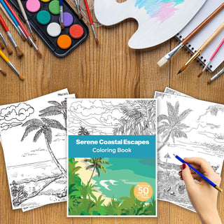 Serene Coastal Escape Printable Coloring Pages For Kids & Adults (INSTANT DOWNLOAD)