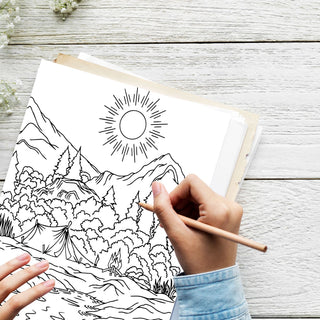 50 Majestic Mountain Printable Coloring Pages For Kids & Adults (INSTANT DOWNLOAD)